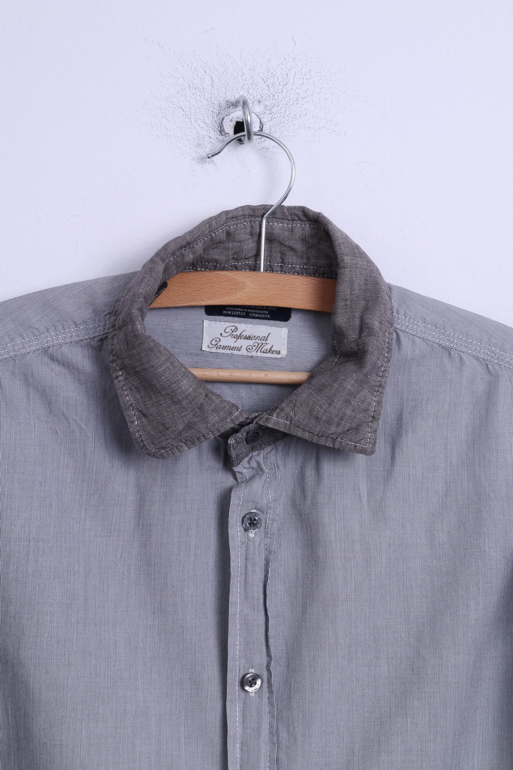 Camicia casual da uomo Scotch &amp; Soda L in cotone grigio, abbigliamento sportivo quotidiano, manica lunga leggera