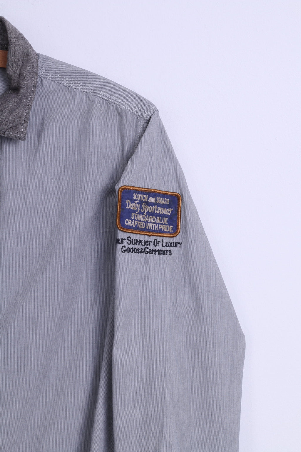 Camicia casual da uomo Scotch &amp; Soda L in cotone grigio, abbigliamento sportivo quotidiano, manica lunga leggera