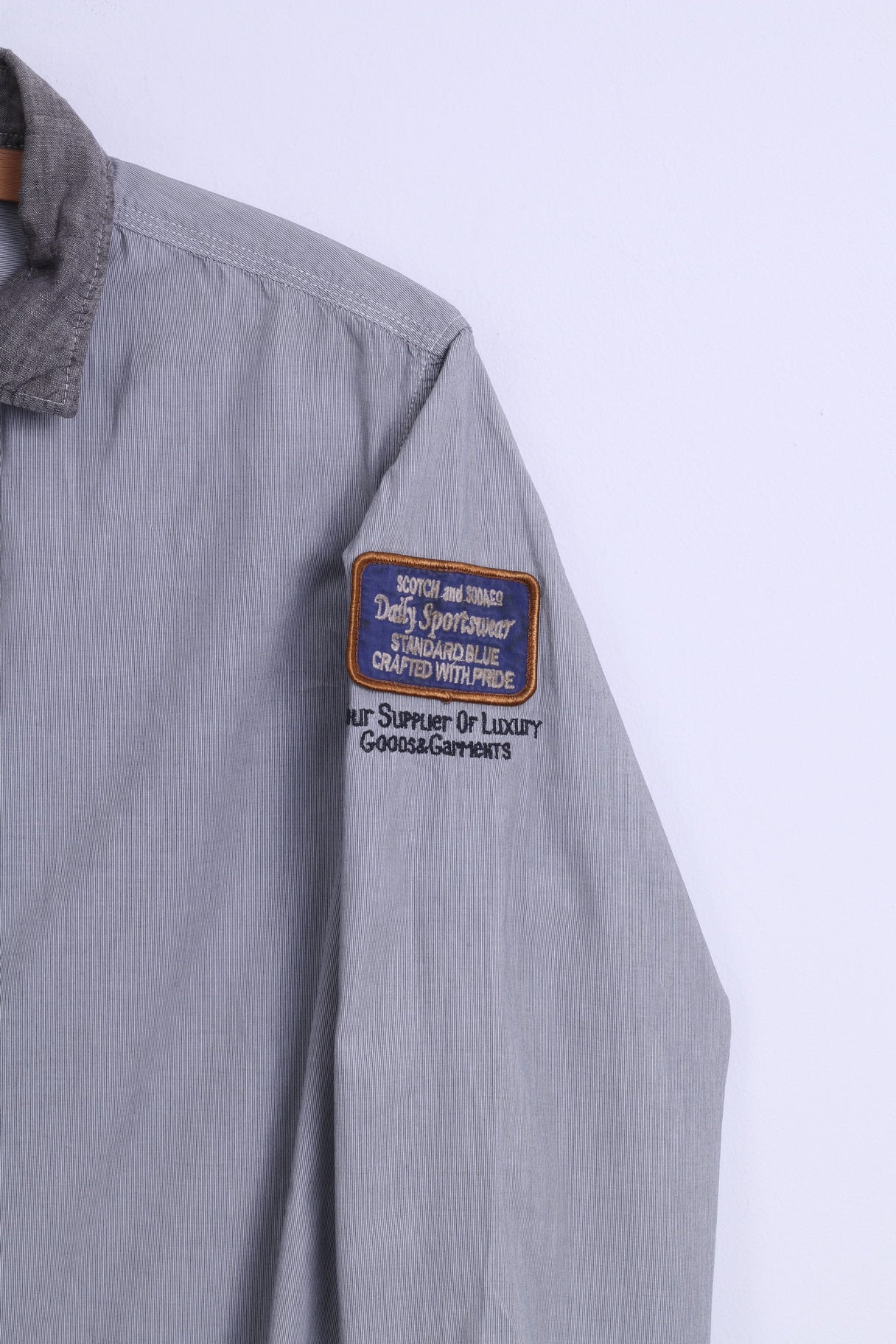 Scotch &amp; Soda Chemise décontractée L homme gris coton quotidien vêtements de sport léger à manches longues