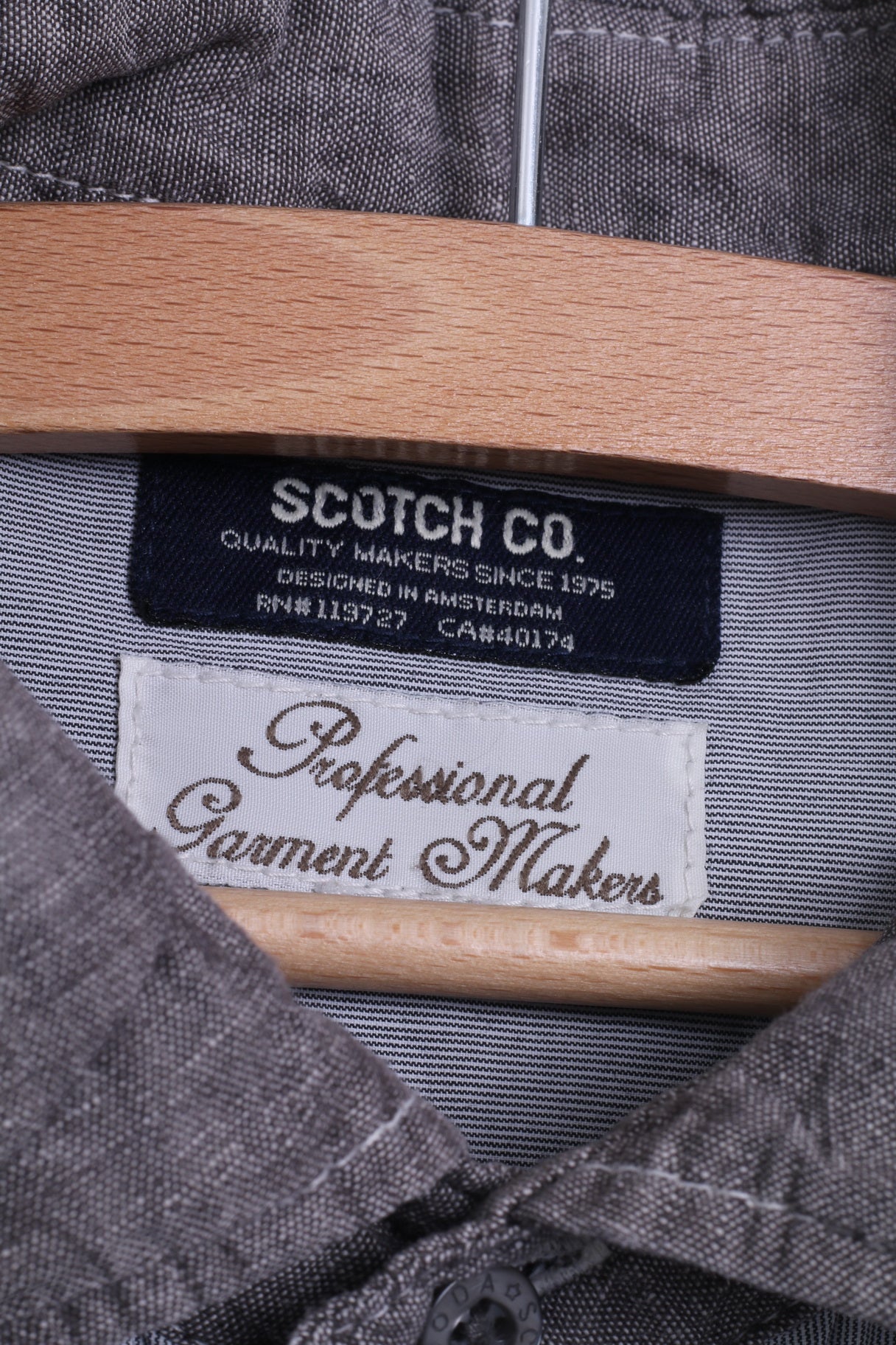 Scotch &amp; Soda Chemise décontractée L homme gris coton quotidien vêtements de sport léger à manches longues