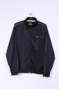 Felpa Athl Sport da uomo L, nera lucida, con zip, retro