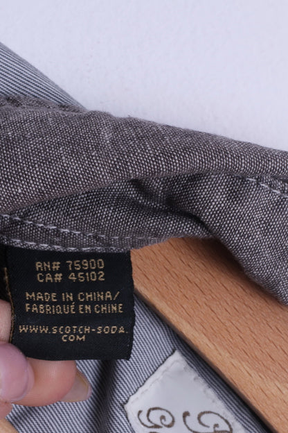 Scotch &amp; Soda Chemise décontractée L homme gris coton quotidien vêtements de sport léger à manches longues