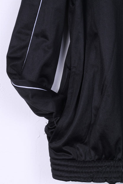 Athl Sport Mens L Sweatshirt Shiny Black Zip Up Retro Track Top