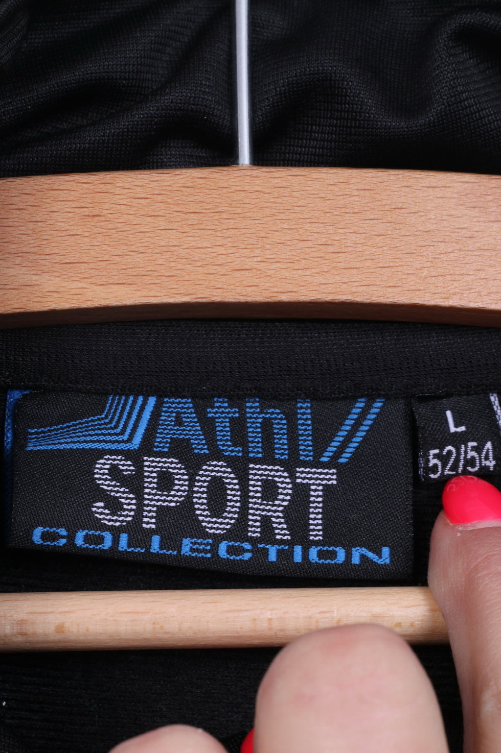 Athl Sport Mens L Sweatshirt Shiny Black Zip Up Retro Track Top