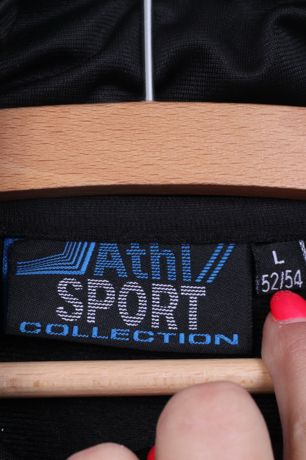 Athl Sport Mens L Sweatshirt Shiny Black Zip Up Retro Track Top