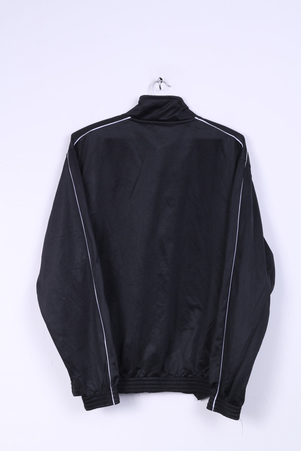 Athl Sport Mens L Sweatshirt Shiny Black Zip Up Retro Track Top