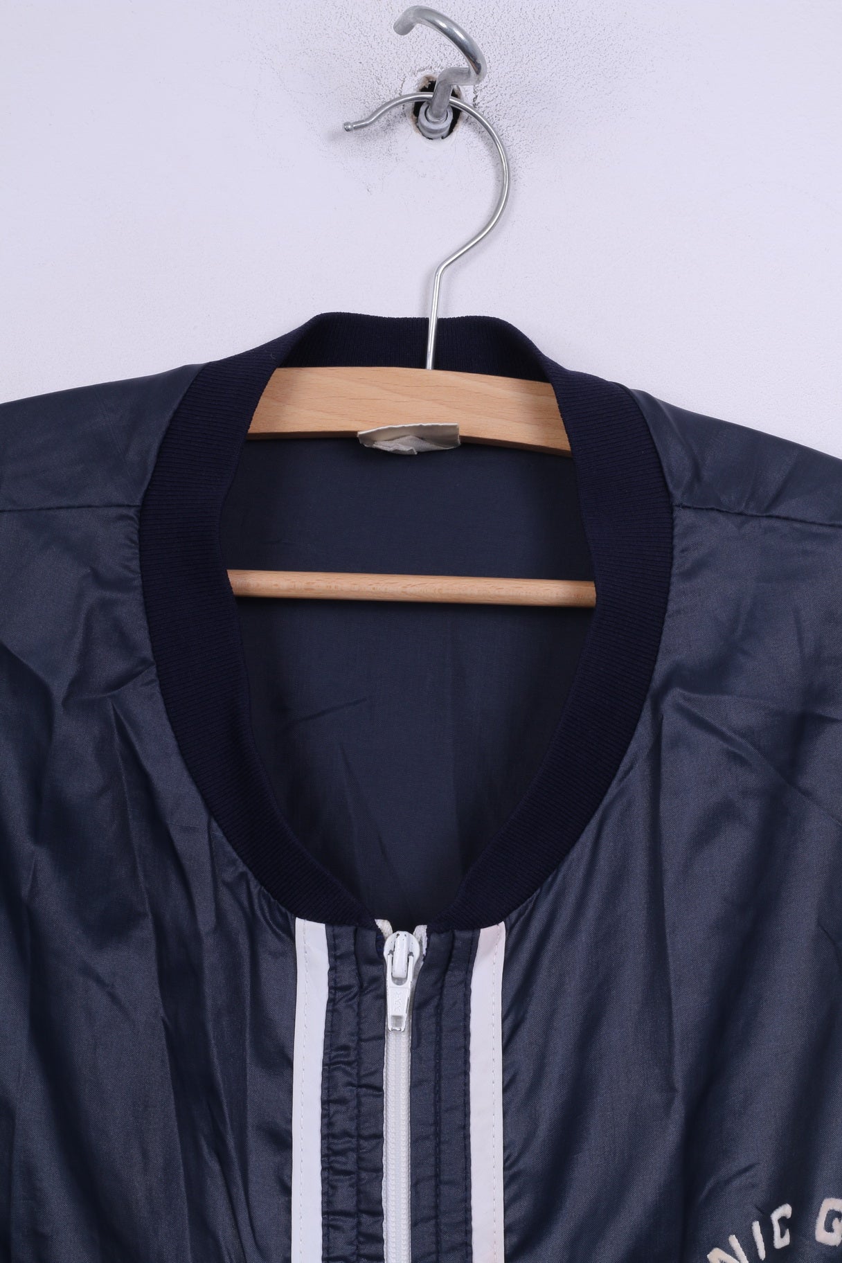 TilT Mens 6x7 L Lightweight Jacket Full Zipper Navy Baseball Collar Peconic Queen Jeresy Sportswear Vintage