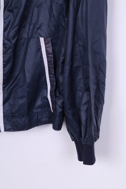 TilT Mens 6x7 L Lightweight Jacket Full Zipper Navy Baseball Collar Peconic Queen Jeresy Sportswear Vintage