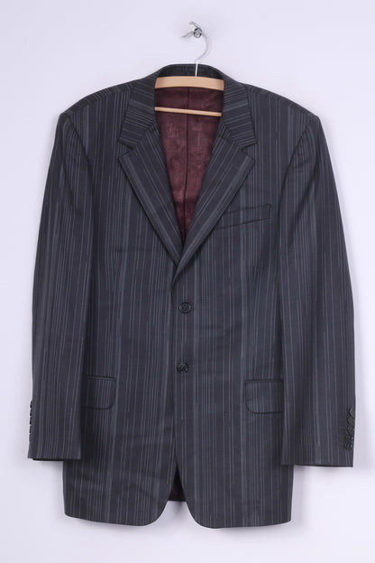Paul Smith London Mens 38 Blazer Striped Dark Grey Single Breasted Wool