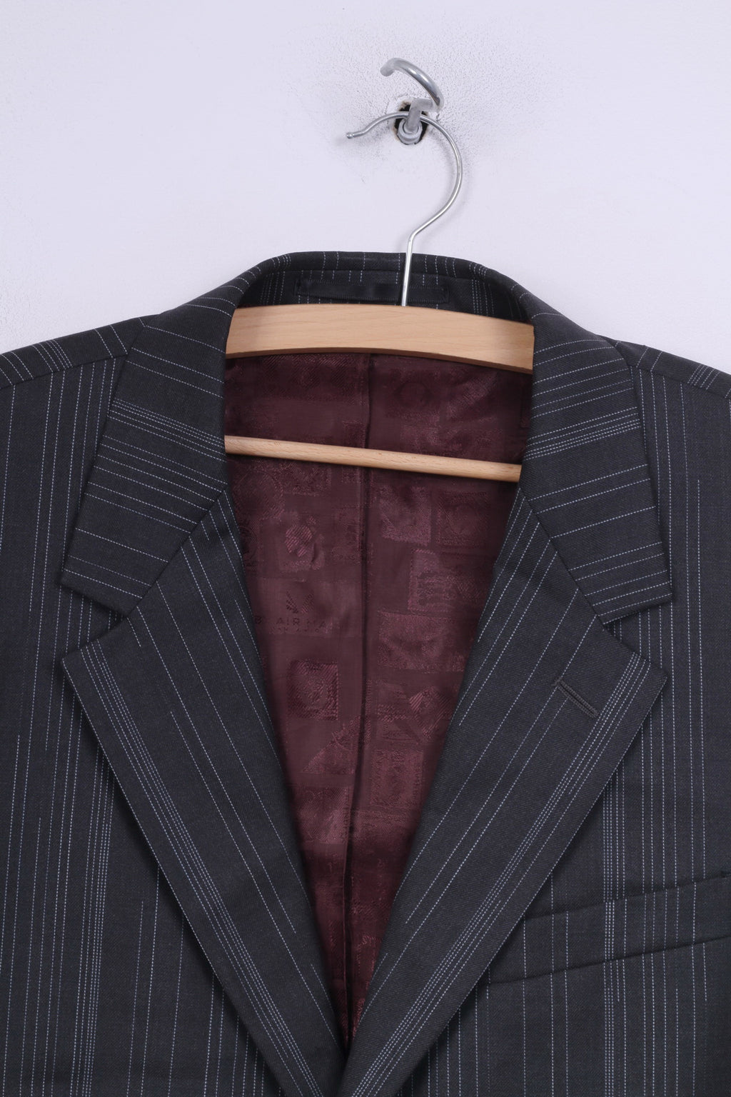 Paul Smith London Uomo 38 Blazer a righe grigio scuro monopetto in lana 