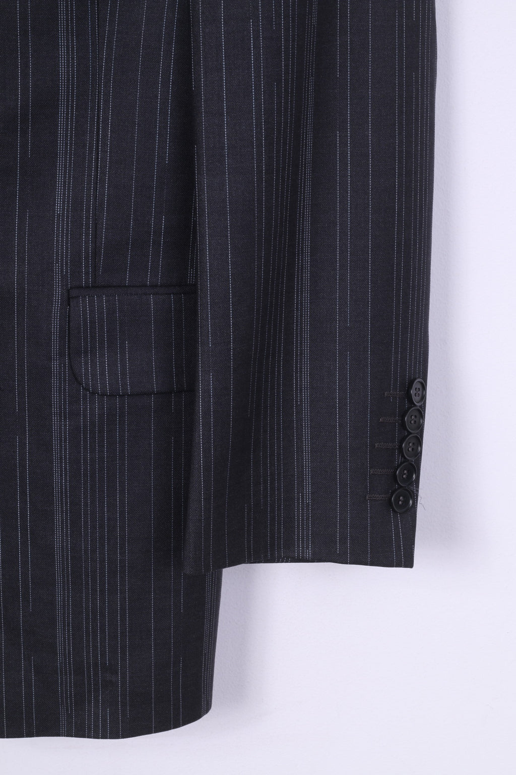 Paul Smith London Uomo 38 Blazer a righe grigio scuro monopetto in lana 