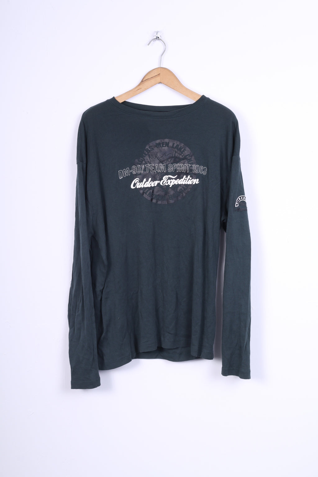 Designers Men Mens XXL T-Shirt Green Cotton Long Sleeve Crew Neck