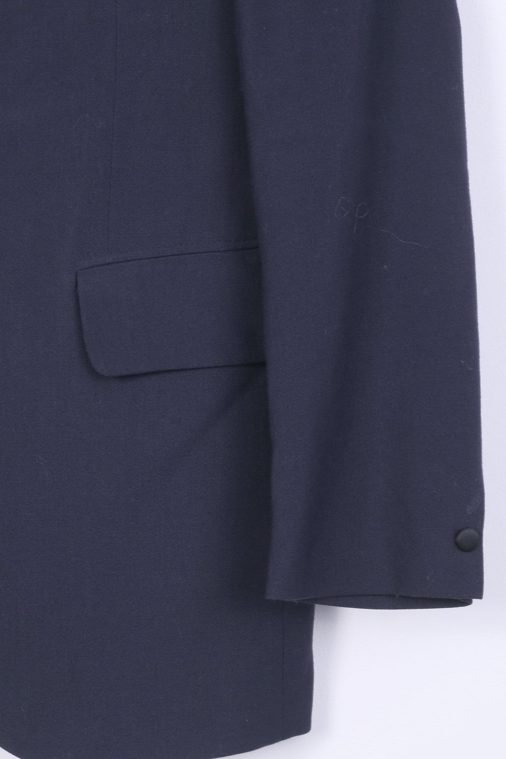 Treviera Grudes Blazer S pour homme Bleu marine Haut de costume simple boutonnage en laine mélangée