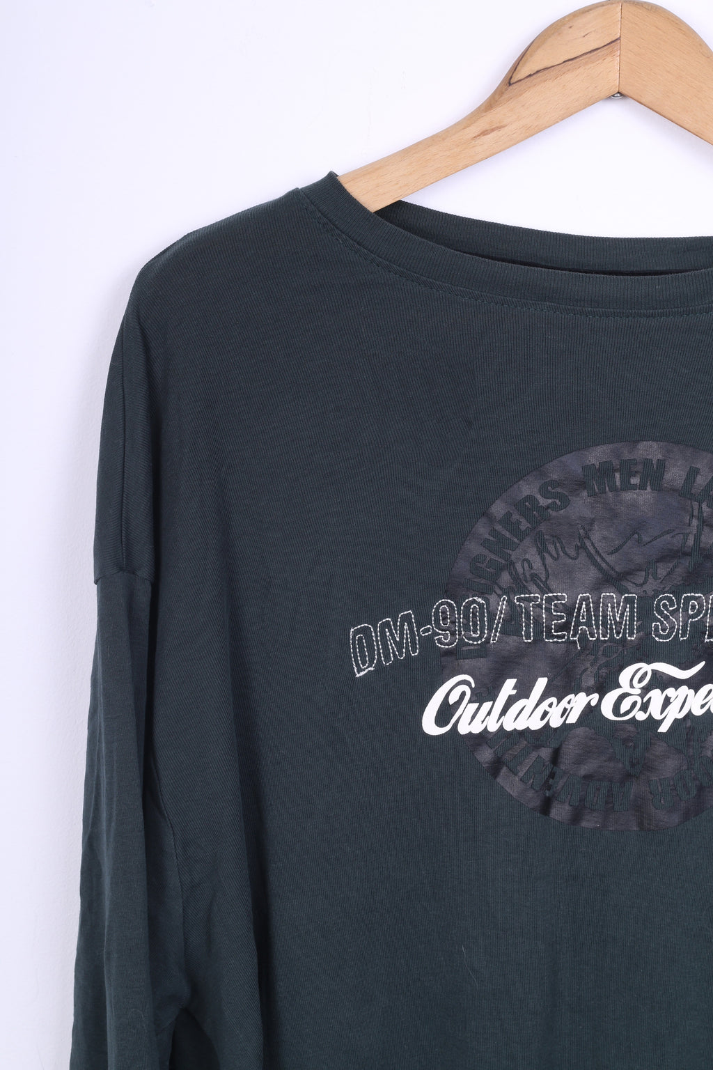 Designers Men Mens XXL T-Shirt Green Cotton Long Sleeve Crew Neck