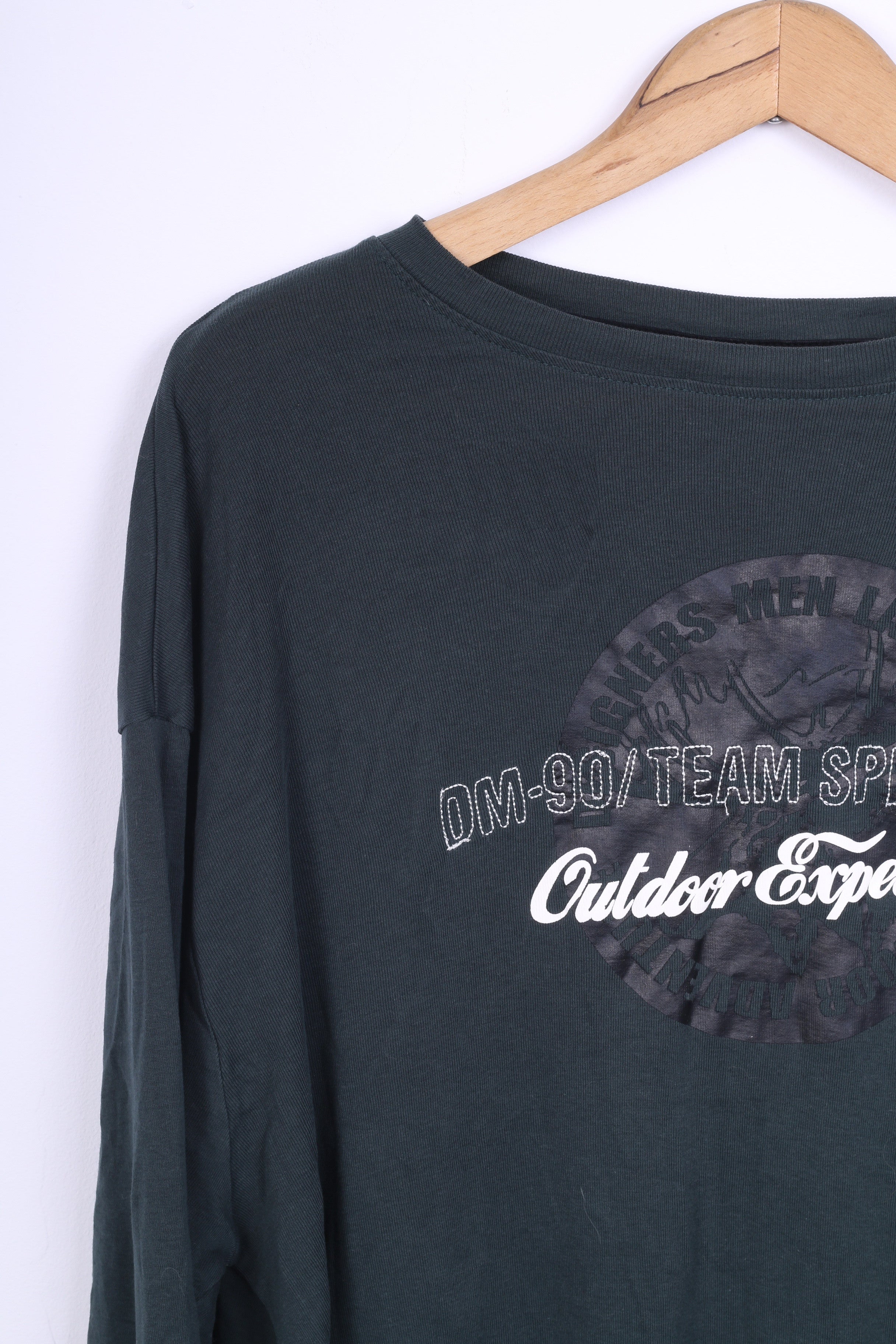 Designers Men Mens XXL T-Shirt Green Cotton Long Sleeve Crew Neck