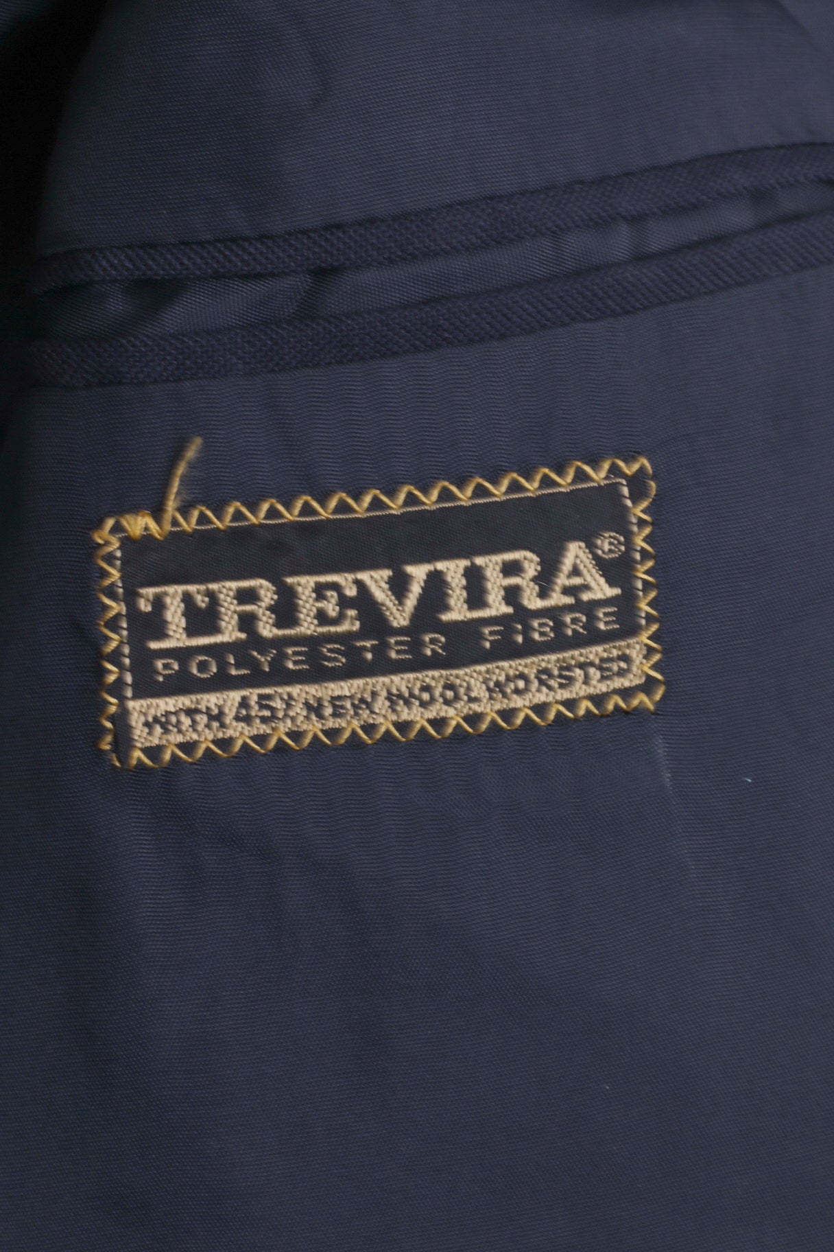 Treviera Grudes Blazer S pour homme Bleu marine Haut de costume simple boutonnage en laine mélangée