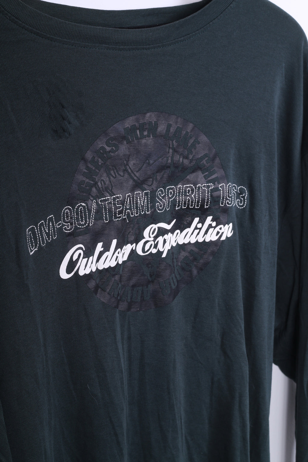 Designers Men Mens XXL T-Shirt Green Cotton Long Sleeve Crew Neck