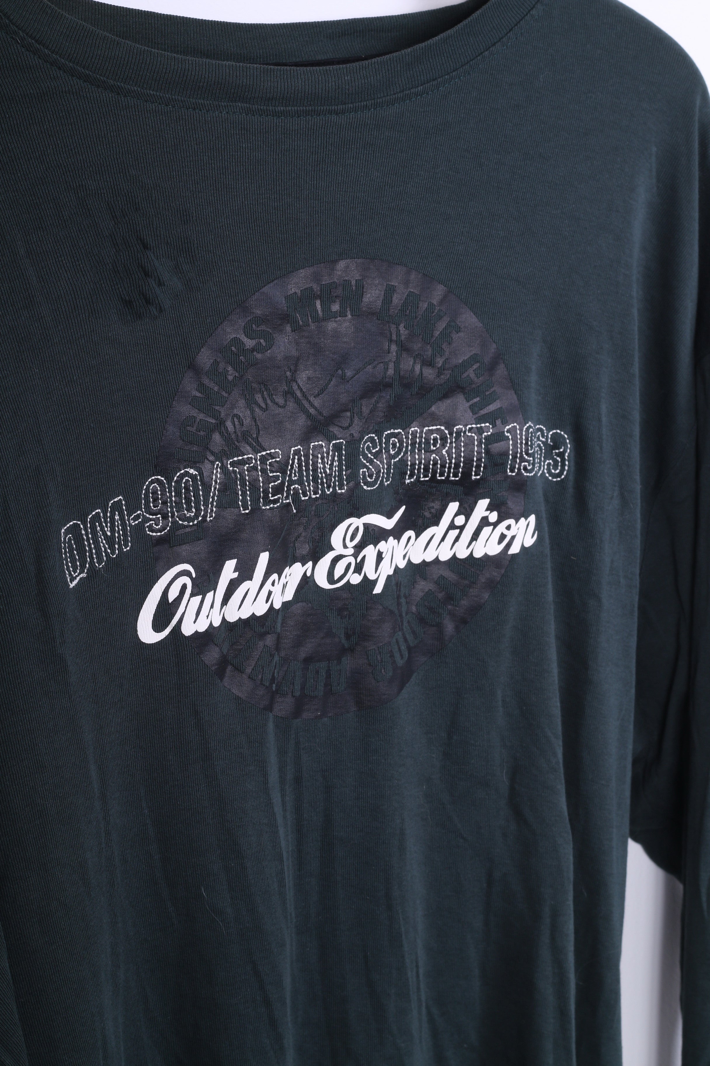 Designers Men Mens XXL T-Shirt Green Cotton Long Sleeve Crew Neck