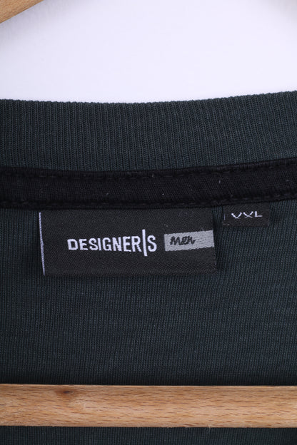 Designers Men Mens XXL T-Shirt Green Cotton Long Sleeve Crew Neck