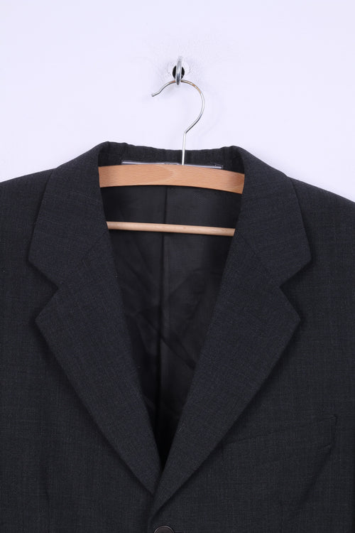 Bertoni Mens S Blazer Gris Laine Mélange Veste Simple Boutonnage
