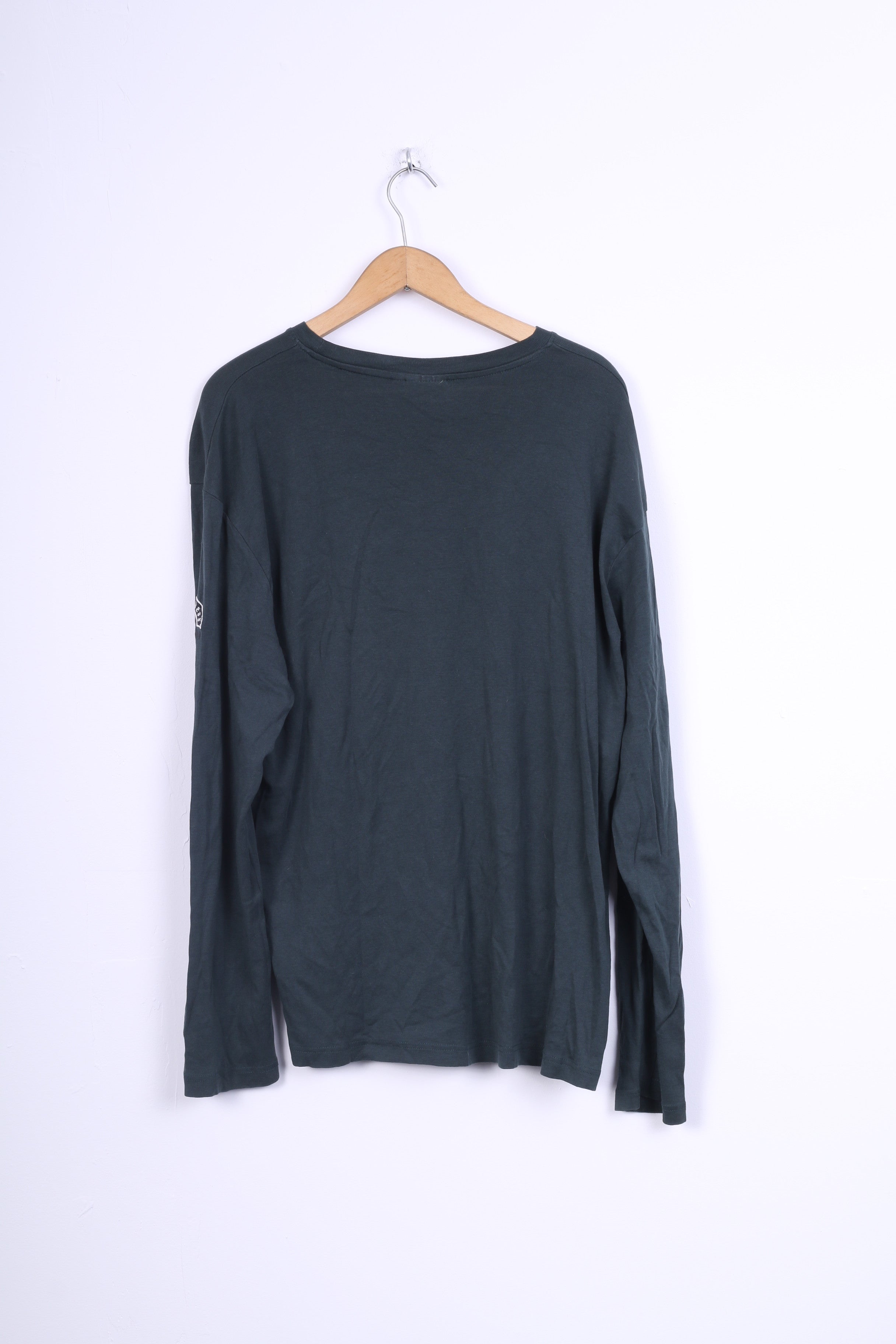 Designers Men Mens XXL T-Shirt Green Cotton Long Sleeve Crew Neck