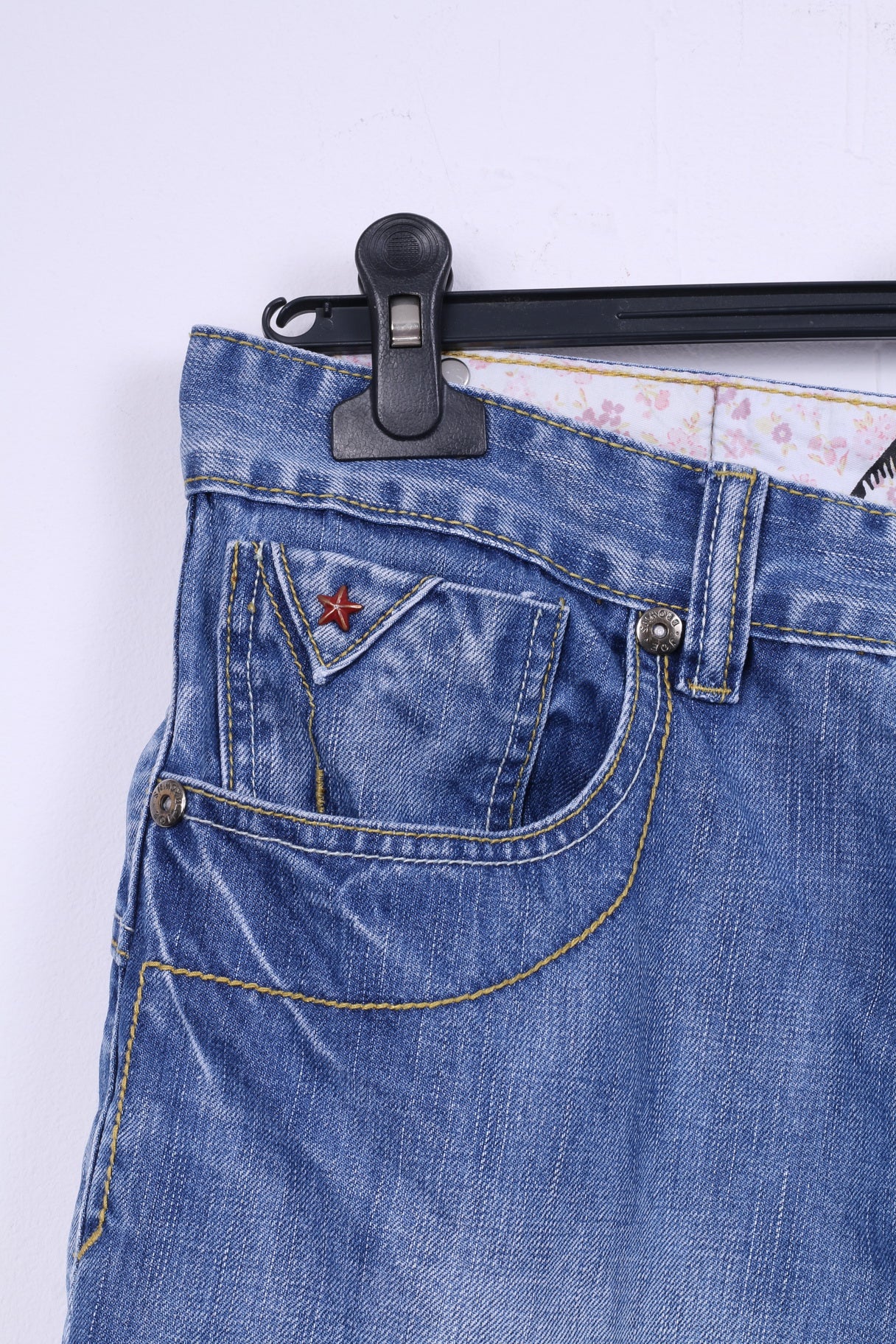 Joe Browns Men 32 Denim Trousers Blue Cotton Ripped Jeans Straight Leg