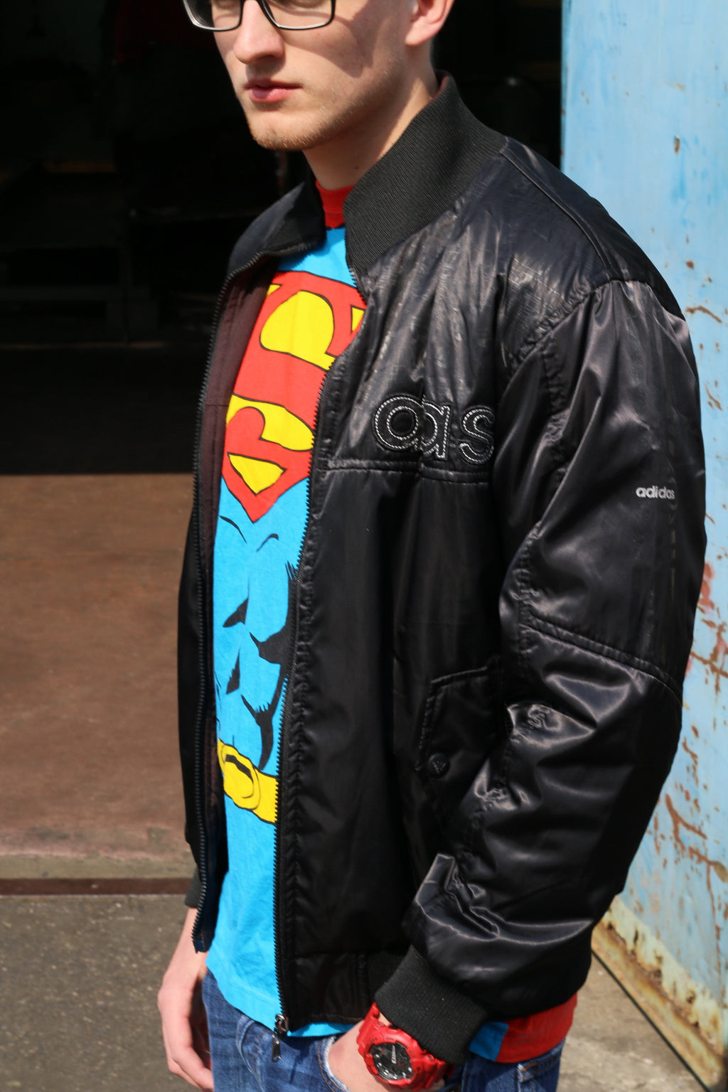 Superman Mens L T-Shirt Comic Superman Blue Top Crew Neck