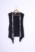 M&S Womens XXL Waterfall Vest Sequins Black Party