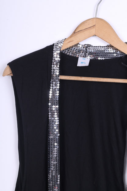 M&S Womens XXL Waterfall Vest Sequins Black Party
