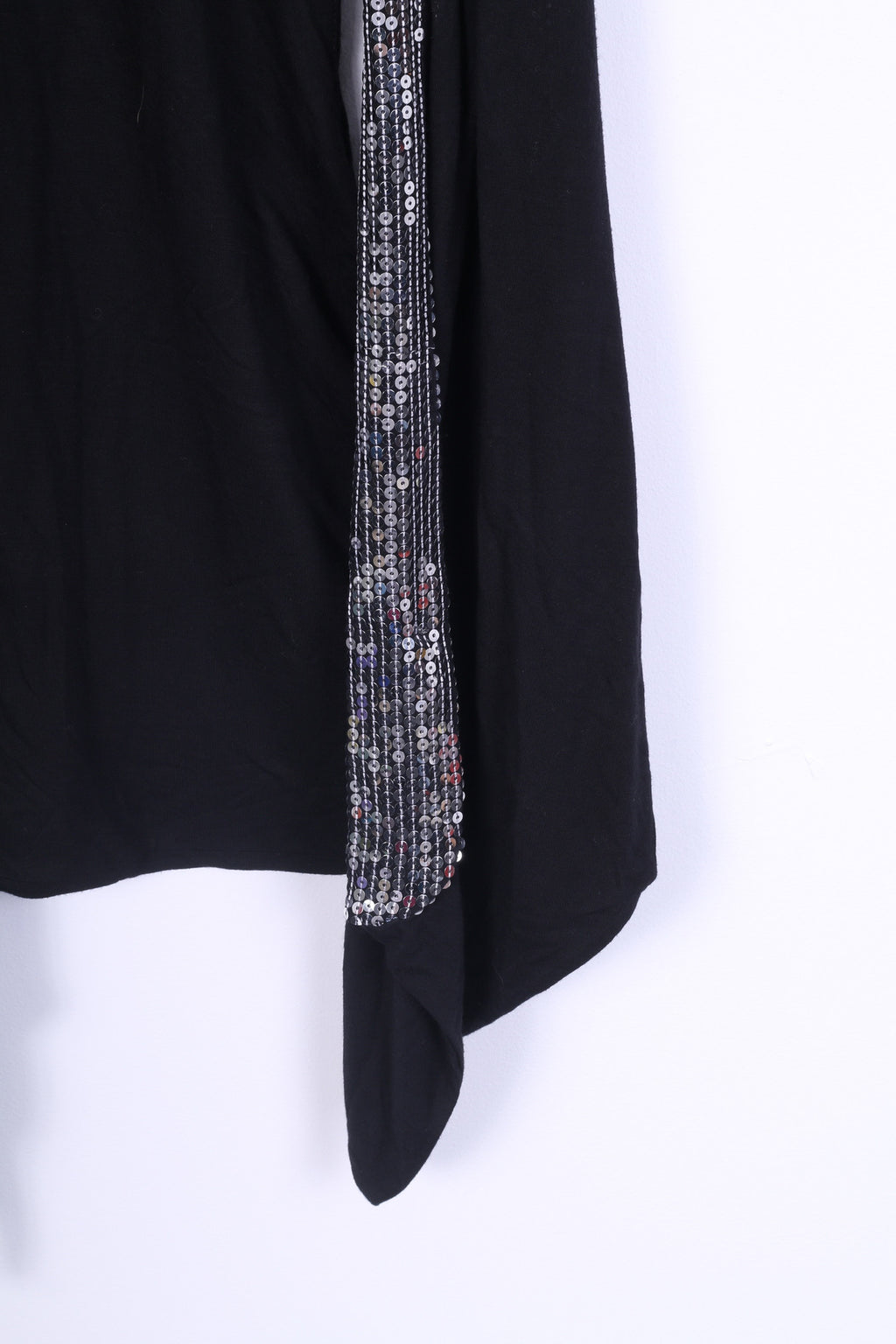 M&S Womens XXL Waterfall Vest Sequins Black Party