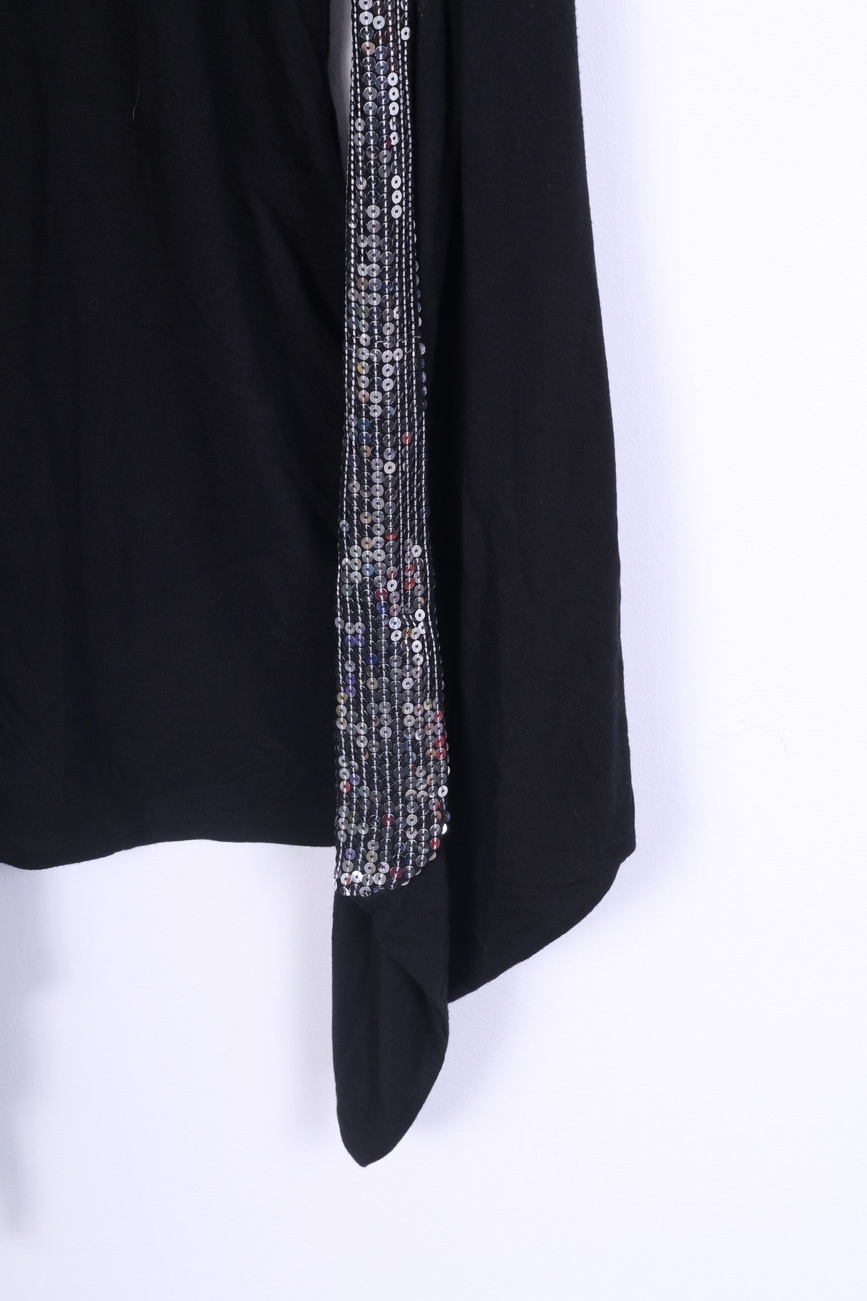 M&S Womens XXL Waterfall Vest Sequins Black Party