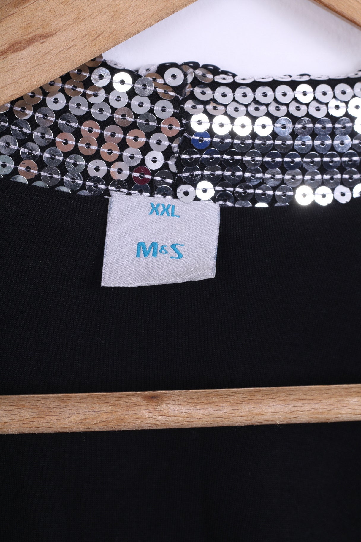 M&S Womens XXL Waterfall Vest Sequins Black Party