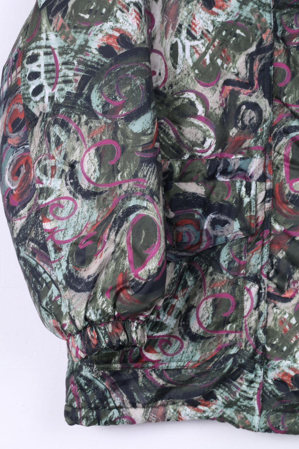 BRUGI Womens 40 M Jacket Vintage Green Multi Printed Warm Outdoor Top