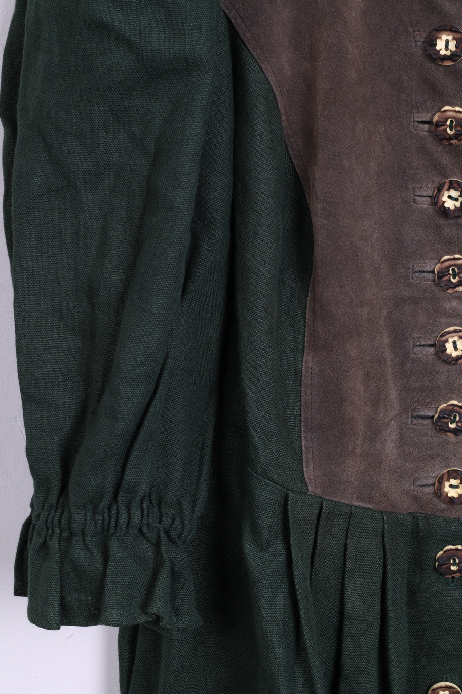 Alphoen Trachtenmode Womens 48 XL Dress Puffy Sleeve Leinen Tirol Green - RetrospectClothes