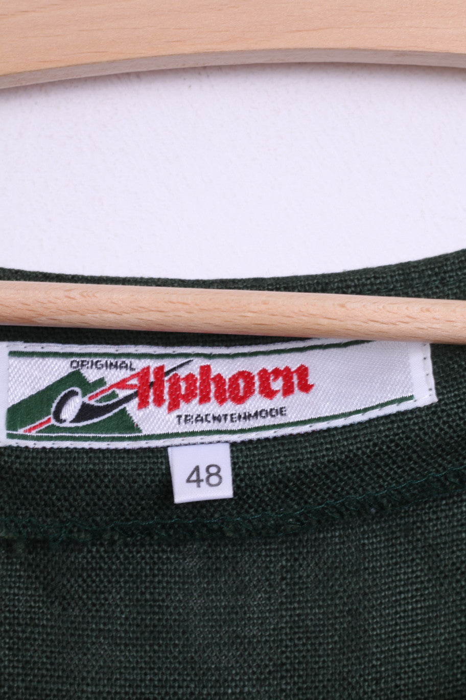 Alphoen Trachtenmode Womens 48 XL Dress Puffy Sleeve Leinen Tirol Green - RetrospectClothes