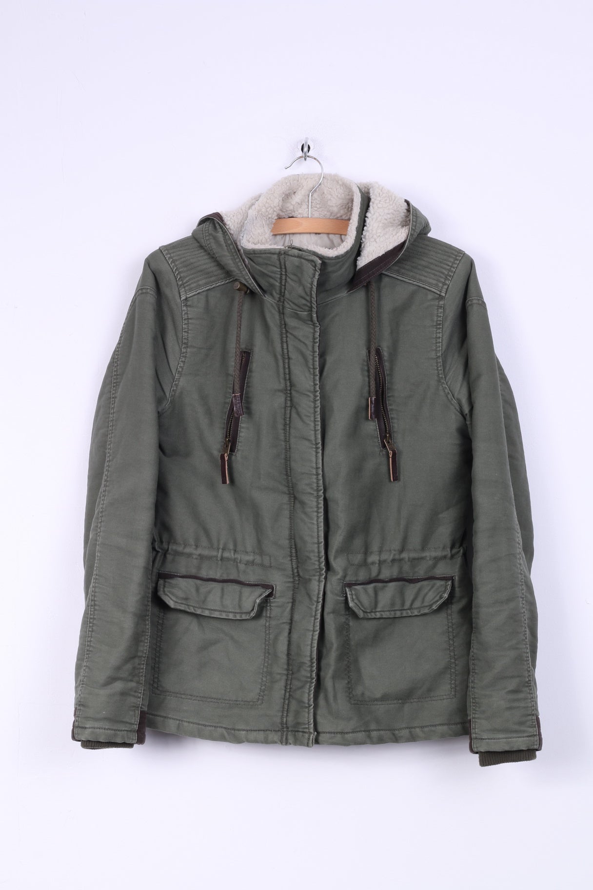 Parka foderato con cappuccio in cotone verde da donna Twenty Three