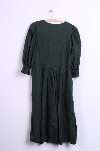 Alphoen Trachtenmode Womens 48 XL Dress Puffy Sleeve Leinen Tirol Green - RetrospectClothes