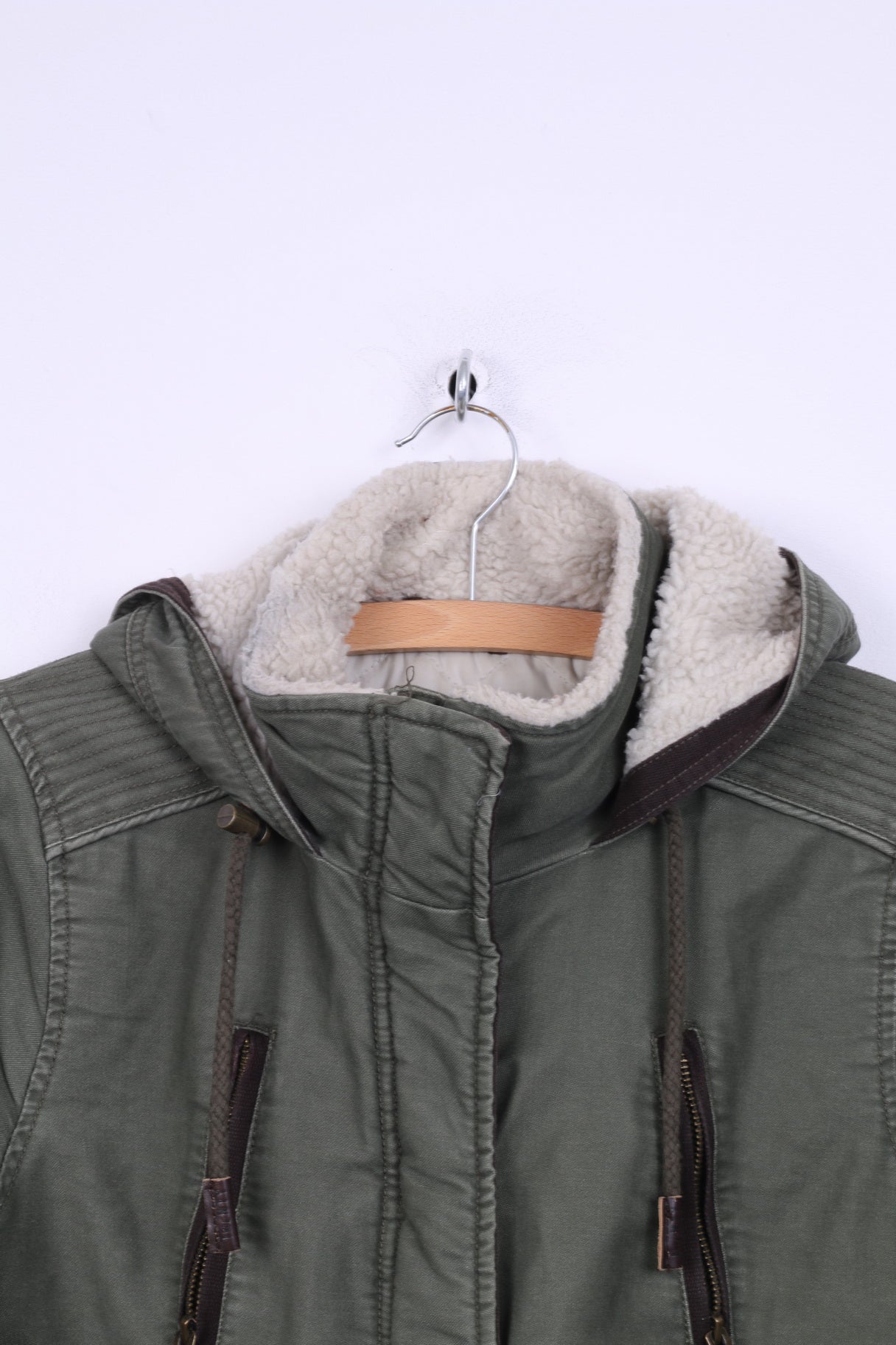 Parka foderato con cappuccio in cotone verde da donna Twenty Three