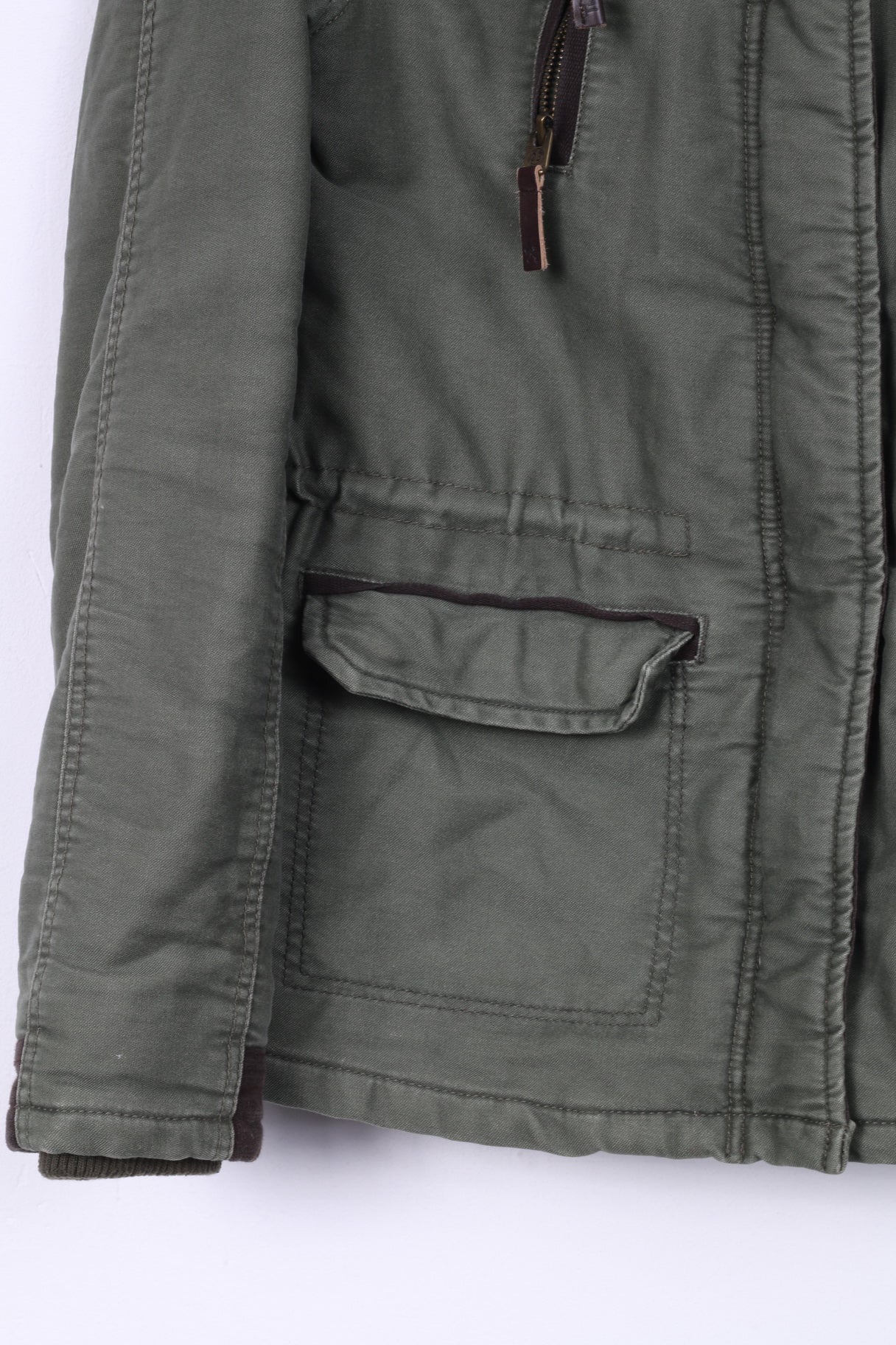Parka foderato con cappuccio in cotone verde da donna Twenty Three