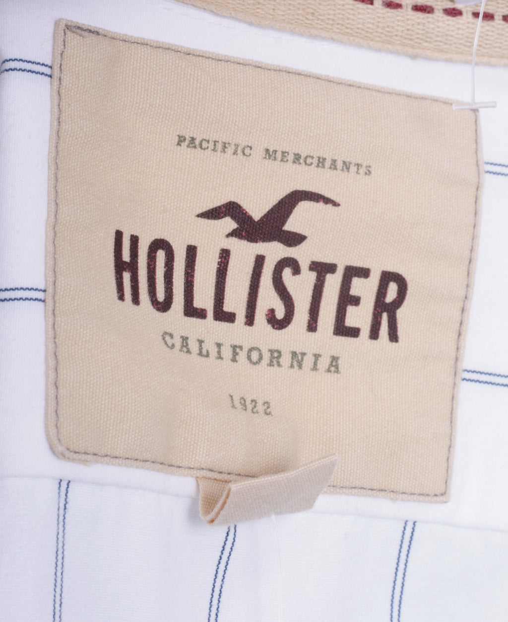 Hollister Mens M Casual Shirt White Striped Cotton Long Sleeve - RetrospectClothes
