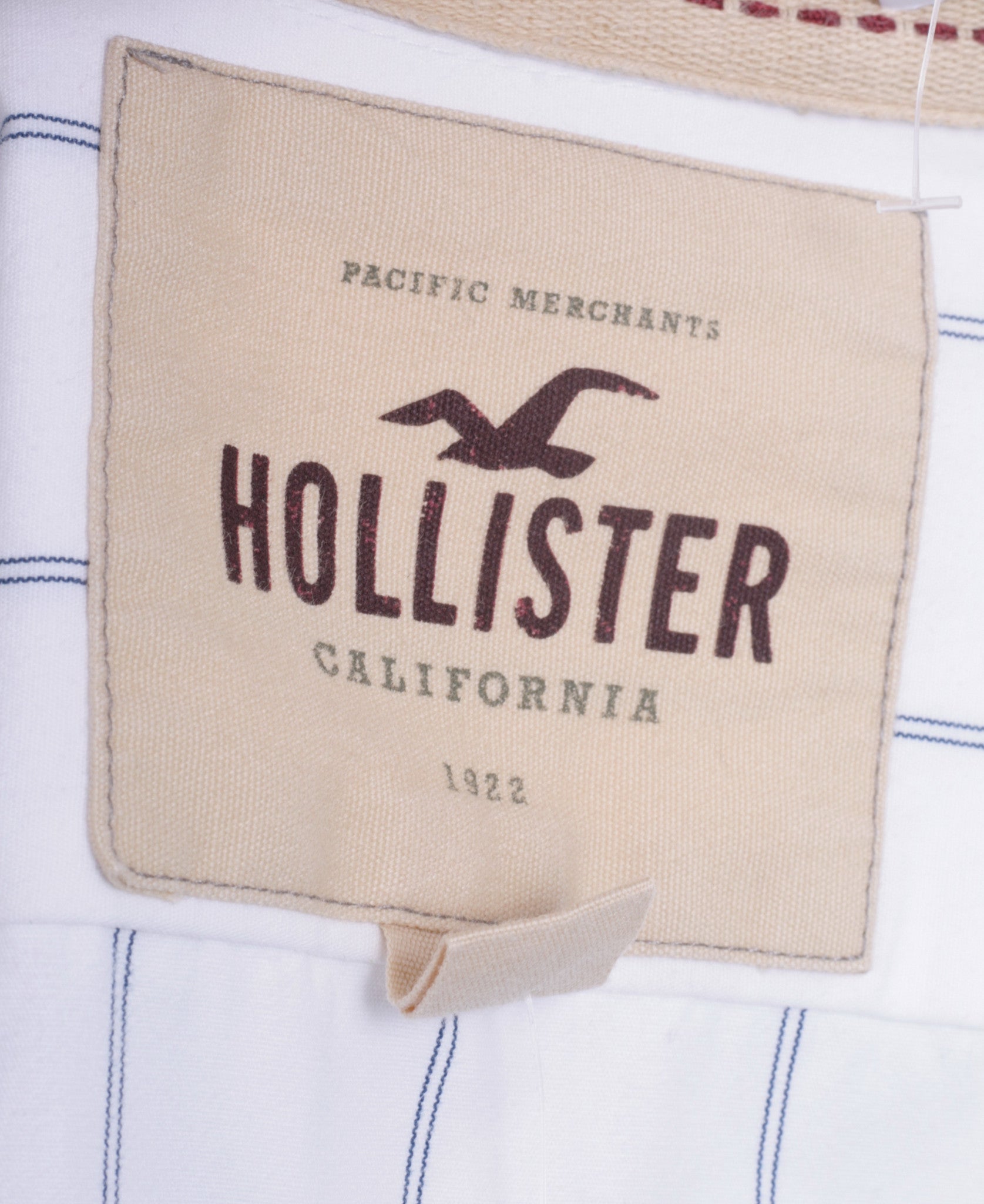 Hollister Mens M Casual Shirt White Striped Cotton Long Sleeve - RetrospectClothes