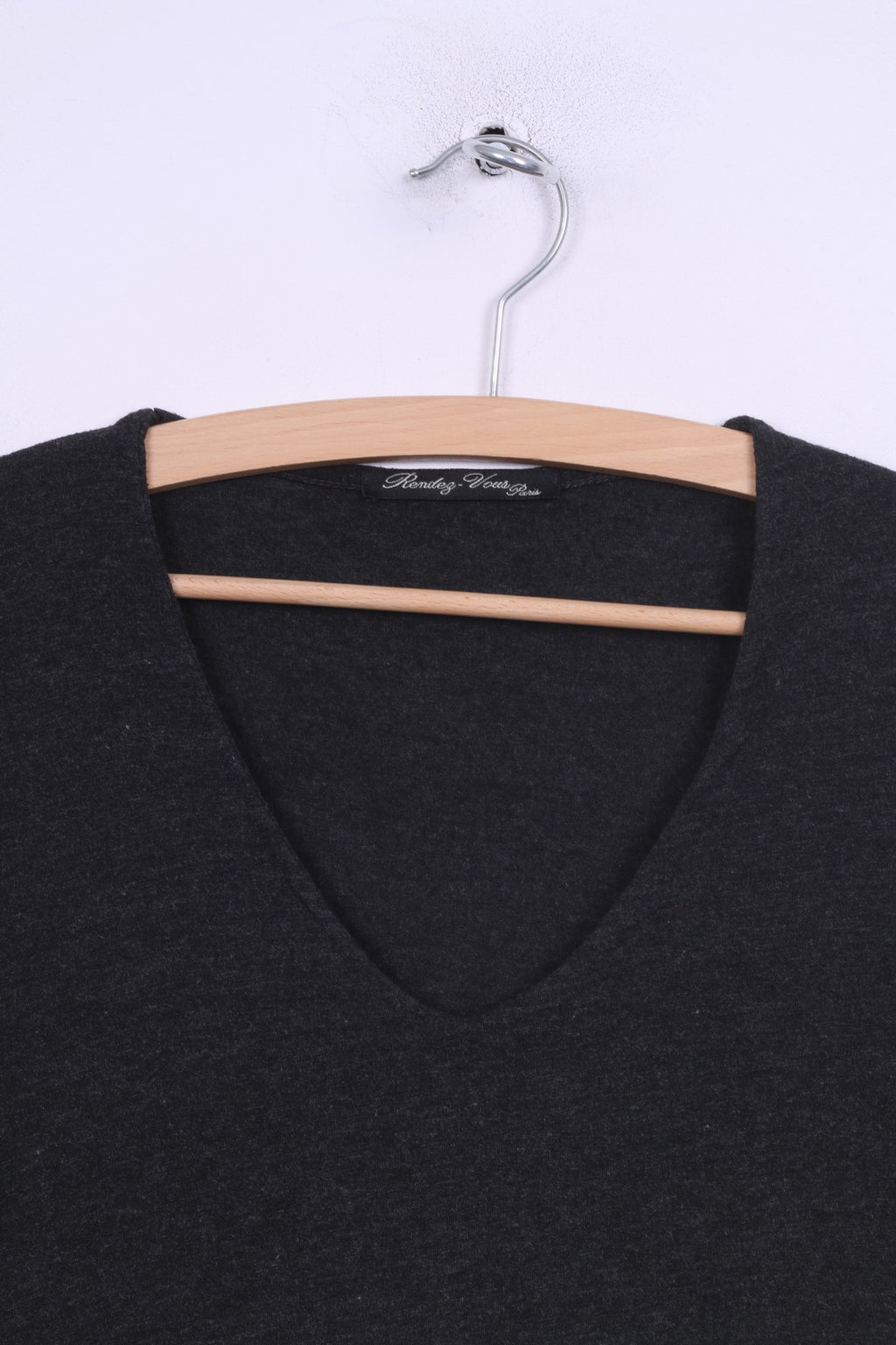 Randez Vous Womens S T4 Shirt Long Sleeve V Neck Black