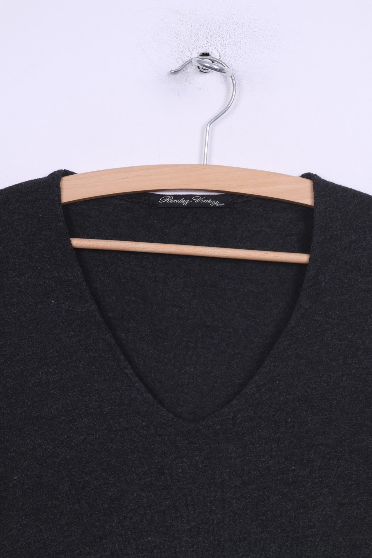 Randez Vous Womens S T4 Shirt Long Sleeve V Neck Black