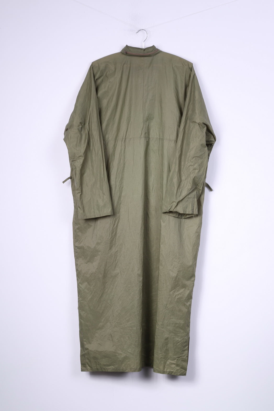 Ocean Womens S (L) Long Coat Green Snaps Hidden Hood Vintage Sas