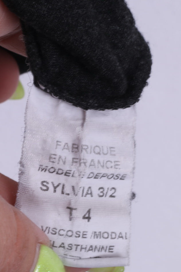 Randez Vous Womens S T4 Shirt Long Sleeve V Neck Black