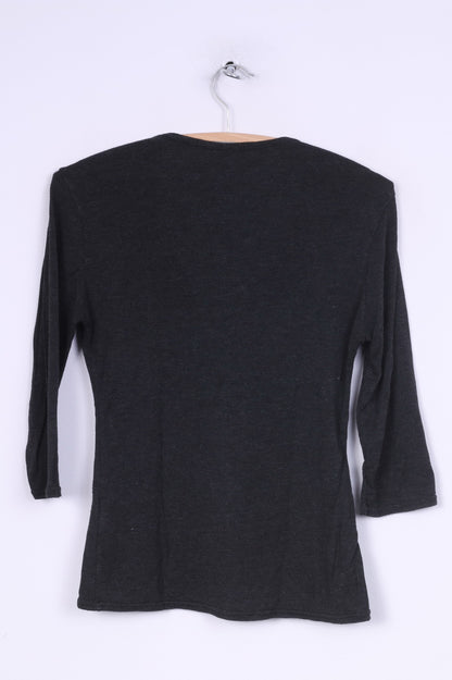 Randez Vous Womens S T4 Shirt Long Sleeve V Neck Black