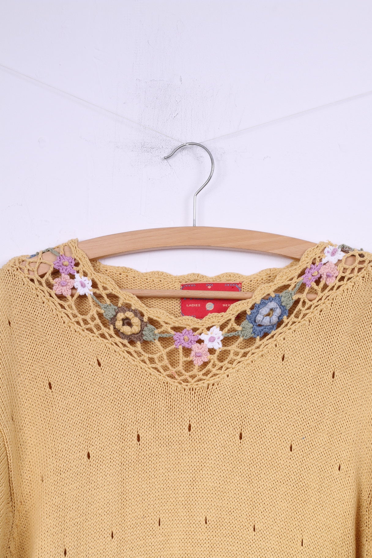 Freebody Womens S Sweater Knitwear Yellow Top Short Sleeve