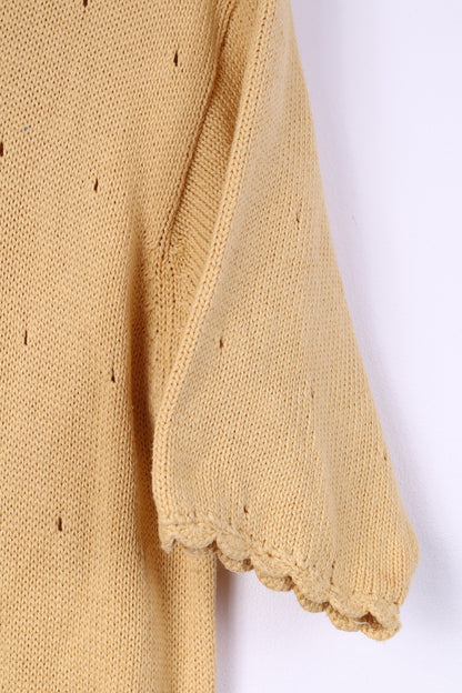 Freebody Womens S Sweater Knitwear Yellow Top Short Sleeve