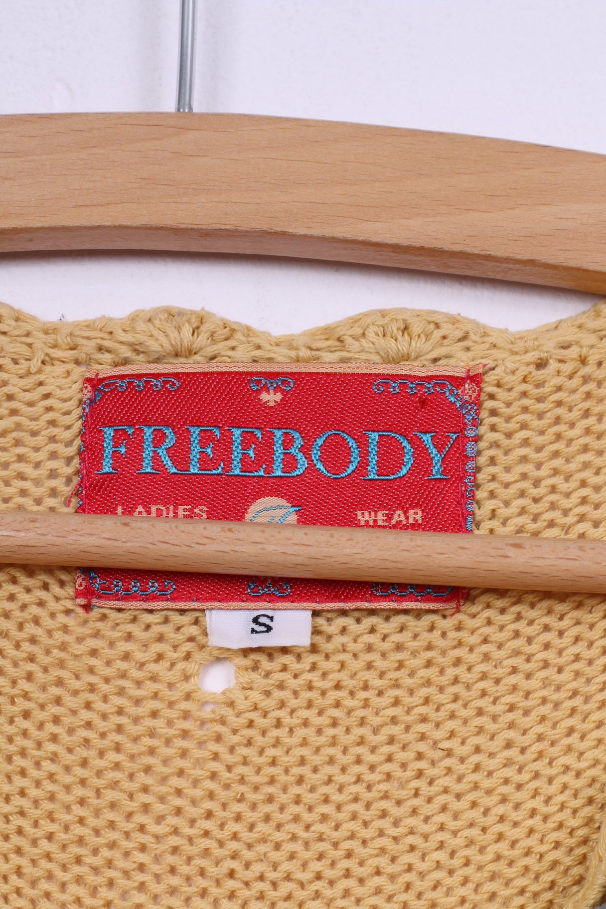 Freebody Womens S Sweater Knitwear Yellow Top Short Sleeve