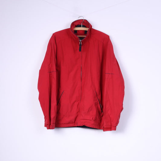 Bison Men M Veste Rouge Coton Nylon Mélange Léger Décontracté Zip Up Top 